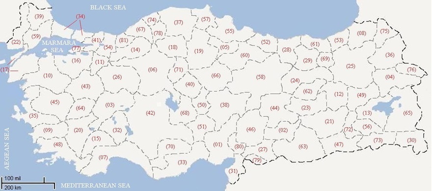 Turkish maps, Turkey maps, provinces Turkey, cities Turkey, Turkish borders, plate numbers,