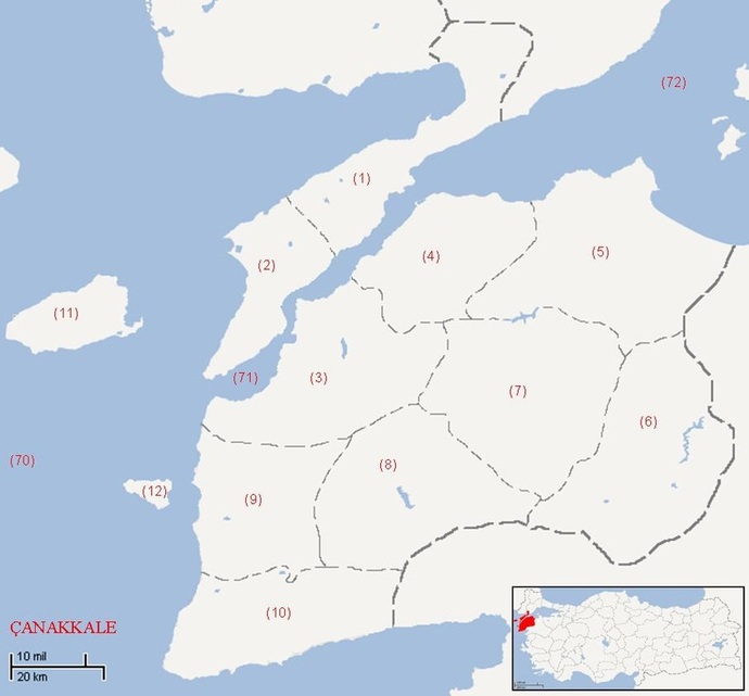 Canakkale, Çanakale, map, harita, districts, ilçeler, neighbors, Troy, Ancient City, Truva, Gallipoli, Gelibolu